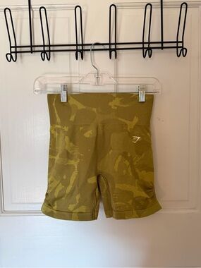 Gymshark Olive Green Camo High-Waist Bike Shorts